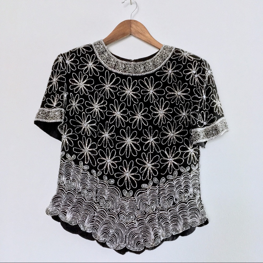 Vintage Laurence Kazar · Beaded Sequin Top